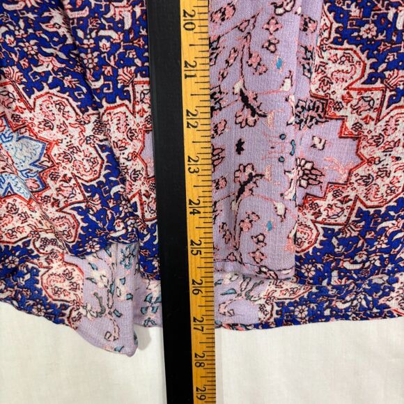 Lucky Brand Peasant Top Womens 1X Purple Floral Boho Flowy Relaxed Casual Comfy - Picture 5 of 9